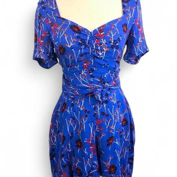 Free People Pants - Free People Blue Floral Playsuit Romper Women’s Size 4